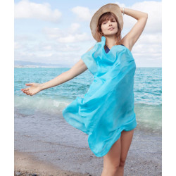 Fular seda Turquesa. Pareo Chal. 110x180cm.